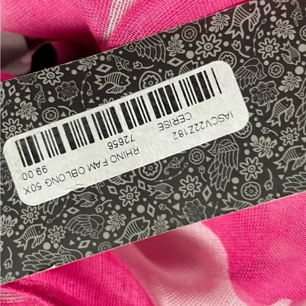 Into Africa Animal Printed Rhino Family Pink White Chiffon Scarf